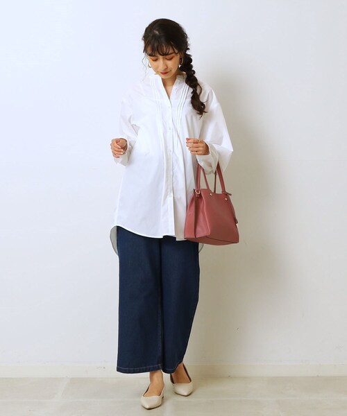 Cutie Blonde（キューティーブロンド）の「◆タックボリュームスリーブ チュニックブラウス（シャツ/ブラウス・レディース・ネイビー系2/ホワイト系/ブラック・01/03/02）」の4枚目の写真