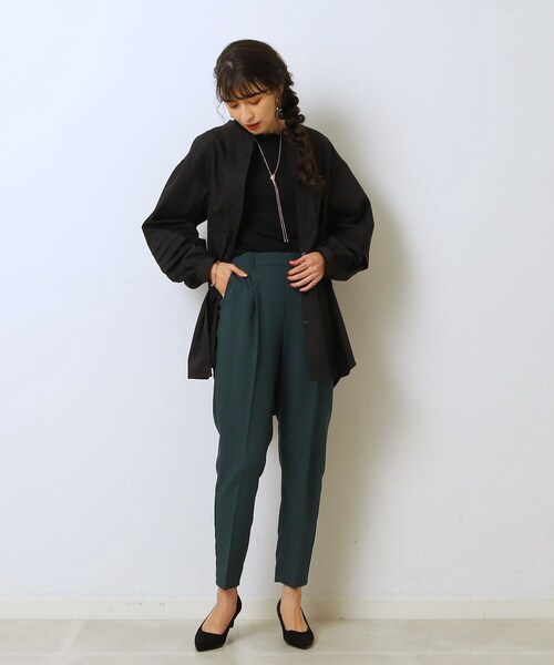 Cutie Blonde（キューティーブロンド）の「◆タックボリュームスリーブ チュニックブラウス（シャツ/ブラウス・レディース・ネイビー系2/ホワイト系/ブラック・01/03/02）」の10枚目の写真