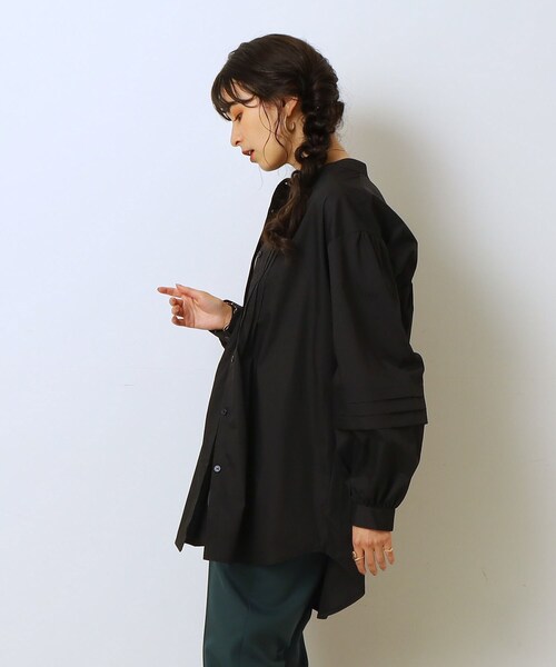 Cutie Blonde（キューティーブロンド）の「◆タックボリュームスリーブ チュニックブラウス（シャツ/ブラウス・レディース・ネイビー系2/ホワイト系/ブラック・01/03/02）」の14枚目の写真