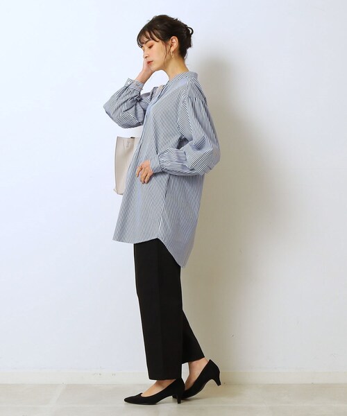 Cutie Blonde（キューティーブロンド）の「◆タックボリュームスリーブ チュニックブラウス（シャツ/ブラウス・レディース・ネイビー系2/ホワイト系/ブラック・01/03/02）」の17枚目の写真