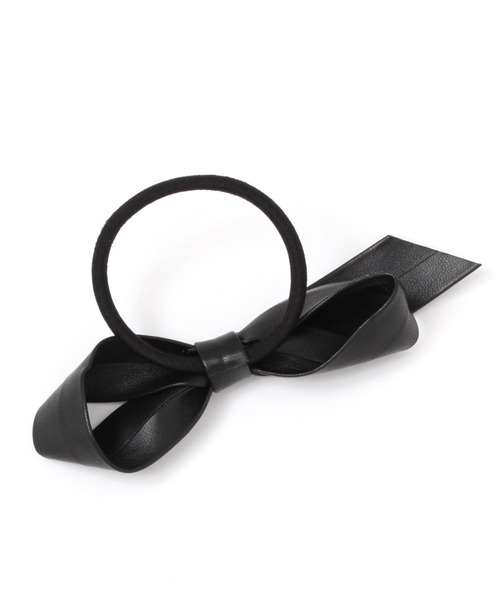 セール】フェイクレザーリボンポニーヘアゴム / 975809（ヘアゴム