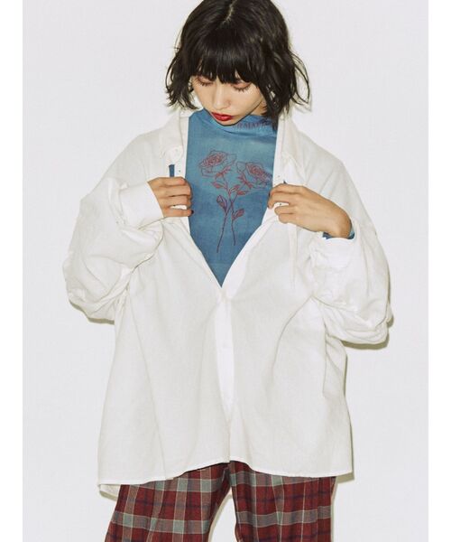 jouetie（ジュエティ）の「2WAYルーズシャツ（シャツ/ブラウス・レディース・ネイビー/ブラウン/オフホワイト・MEDIUM）」の14枚目の写真