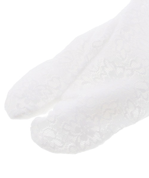 kimonomachi（キモノマチ）の「【単衣】レース足袋 単品「ブラック・ホワイト・クリーム・ダスティピンク 全4色」フリーサイズ 22.0cm～25.0cm フラワーレース ストレッチ足袋 ソックス足袋（和装小物・レディース・ホワイト/クリーム/ブラック/スモークピンク・FREE）」の6枚目の写真