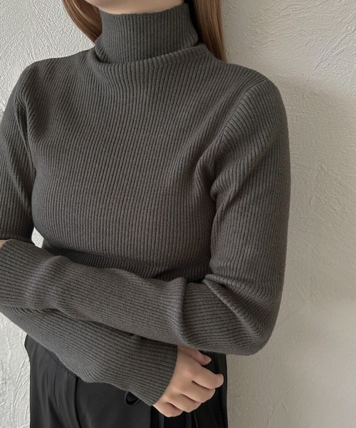 apres jour clair(アプレジュールクレア)の「【apres jour clair】ハイネックリブニット【ZOZOTOWN限定アイテム】(ニット/セーター・レディース・グレー/アイボリー/ダークブラウン/オレンジ/モスグリーン/ブラック・X-LARGE/フリー)」の17枚目の写真