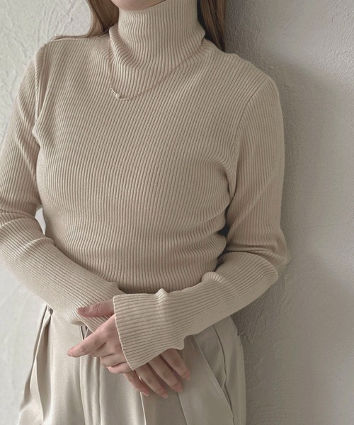 apres jour clair(アプレジュールクレア)の「【apres jour clair】ハイネックリブニット【ZOZOTOWN限定アイテム】(ニット/セーター・レディース・グレー/アイボリー/ダークブラウン/オレンジ/モスグリーン/ブラック・X-LARGE/フリー)」の11枚目の写真
