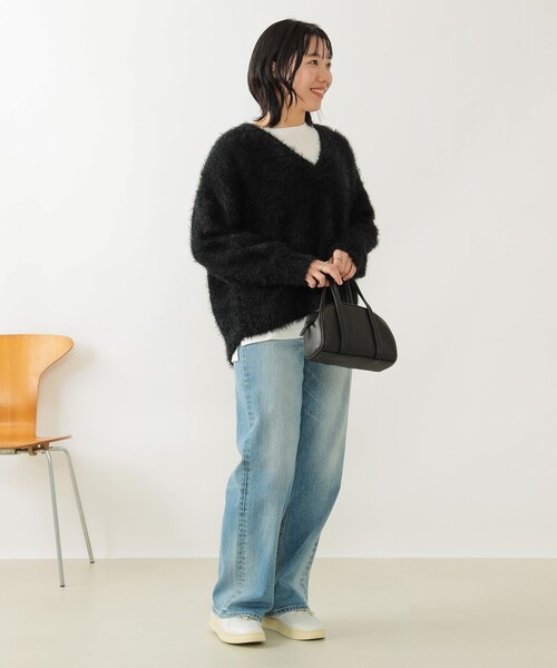 B:MING by BEAMS（ビーミングバイビームス）の「B:MING by BEAMS / ロングスリーブ Tシャツ × シャギーニット セット（ニット/セーター・レディース・ブラック/ブルー系その他2/グレー/グリーン・ONE SIZE）」の12枚目の写真