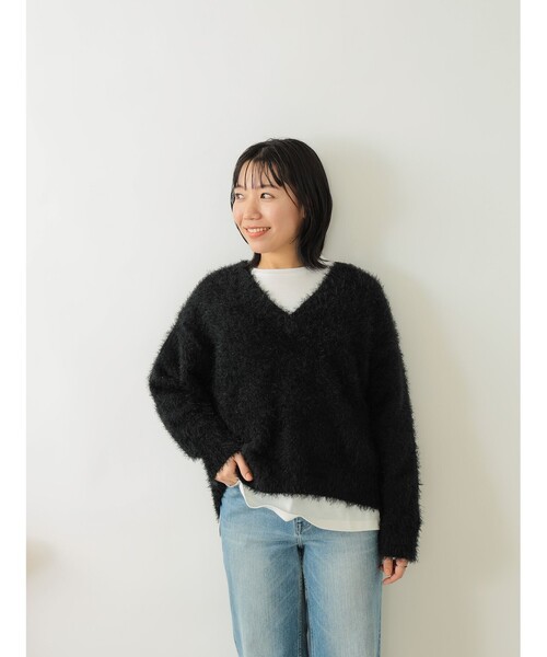 B:MING by BEAMS（ビーミングバイビームス）の「B:MING by BEAMS / ロングスリーブ Tシャツ × シャギーニット セット（ニット/セーター・レディース・ブラック/ブルー系その他2/グレー/グリーン・ONE SIZE）」の13枚目の写真