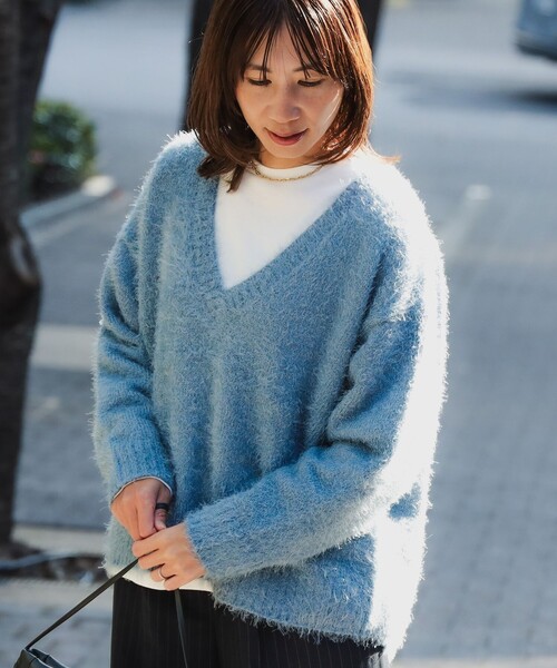 B:MING by BEAMS（ビーミングバイビームス）の「B:MING by BEAMS / ロングスリーブ Tシャツ × シャギーニット セット（ニット/セーター・レディース・ブラック/ブルー系その他2/グレー/グリーン・ONE SIZE）」の20枚目の写真