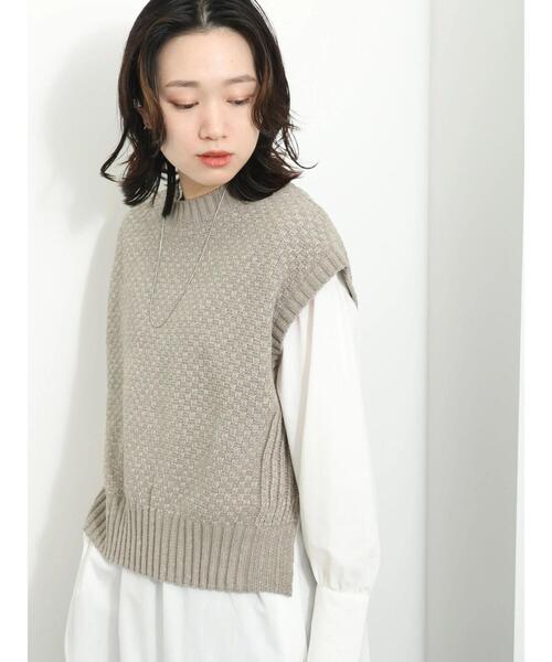 Samansa Mos2 blue（サマンサモスモスブルー）の「ミックスモールベスト（ベスト・レディース・グレー/チャコールグレー/キナリ・F）」の7枚目の写真