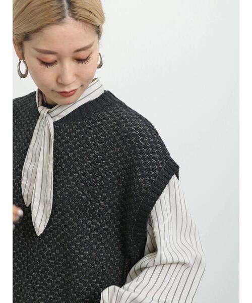 Samansa Mos2 blue（サマンサモスモスブルー）の「ミックスモールベスト（ベスト・レディース・グレー/チャコールグレー/キナリ・F）」の10枚目の写真