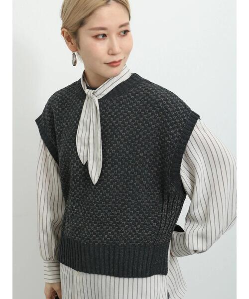 Samansa Mos2 blue（サマンサモスモスブルー）の「ミックスモールベスト（ベスト・レディース・グレー/チャコールグレー/キナリ・F）」の11枚目の写真