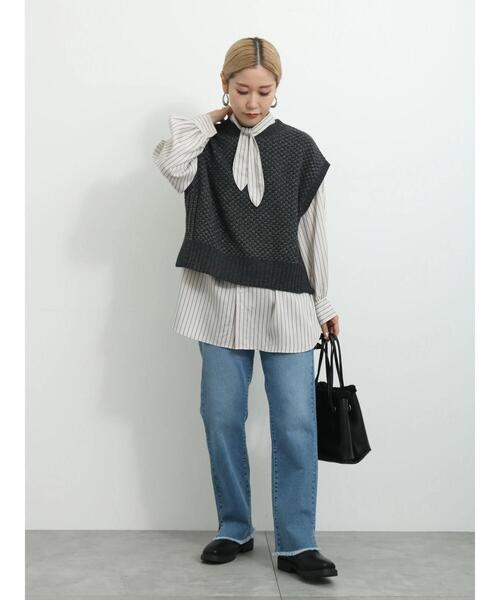 Samansa Mos2 blue（サマンサモスモスブルー）の「ミックスモールベスト（ベスト・レディース・グレー/チャコールグレー/キナリ・F）」の12枚目の写真