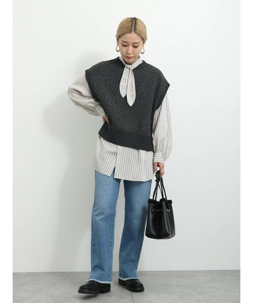 Samansa Mos2 blue（サマンサモスモスブルー）の「ミックスモールベスト（ベスト・レディース・グレー/チャコールグレー/キナリ・F）」の13枚目の写真