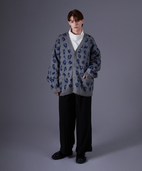 セール】LEOPARD V-NECK KNIT CARDIGAN / レオパードVネックニット