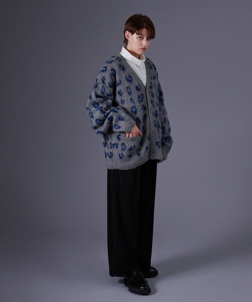 セール】LEOPARD V-NECK KNIT CARDIGAN / レオパードVネックニット