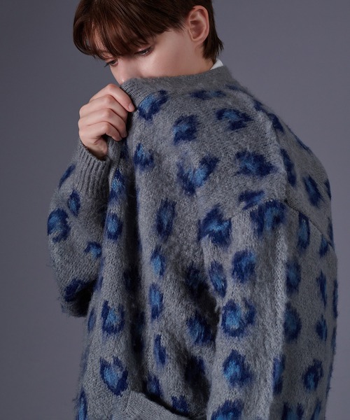 セール】LEOPARD V-NECK KNIT CARDIGAN / レオパードVネックニット