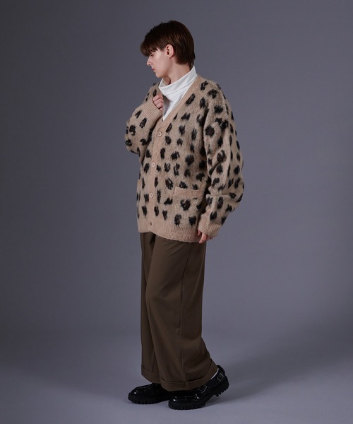 セール】LEOPARD V-NECK KNIT CARDIGAN / レオパードVネックニット