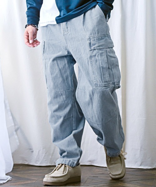 LUXSTYLE(ラグスタイル)の「ワイドデニムカーゴパンツ(デニムパンツ・メンズ・スミクロ/ブルー系その他/インディゴブルー/ブラック系その他/ブルー系その他2/ブラック・L/M/XL)」の5枚目の写真