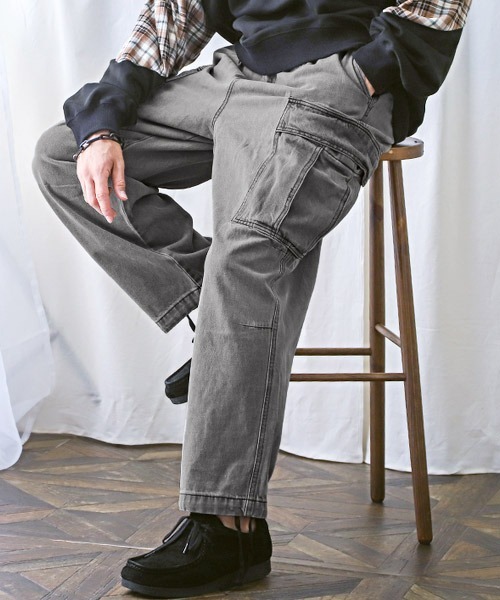 LUXSTYLE(ラグスタイル)の「ワイドデニムカーゴパンツ(デニムパンツ・メンズ・スミクロ/ブルー系その他/インディゴブルー/ブラック系その他/ブルー系その他2/ブラック・L/M/XL)」の3枚目の写真