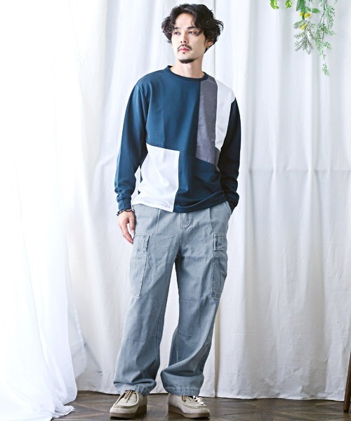 LUXSTYLE(ラグスタイル)の「ワイドデニムカーゴパンツ(デニムパンツ・メンズ・スミクロ/ブルー系その他/インディゴブルー/ブラック系その他/ブルー系その他2/ブラック・L/M/XL)」の11枚目の写真