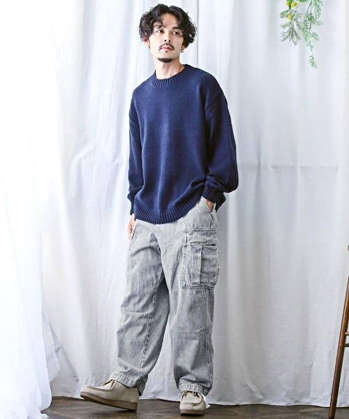 LUXSTYLE(ラグスタイル)の「ワイドデニムカーゴパンツ(デニムパンツ・メンズ・スミクロ/ブルー系その他/インディゴブルー/ブラック系その他/ブルー系その他2/ブラック・L/M/XL)」の12枚目の写真