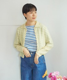 ストレッチシアサッカー 襟付きカーディガン