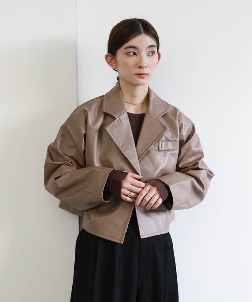 ジャケット・アウター moca セール】フェイクレザーショートジャケット（その他アウター）｜select