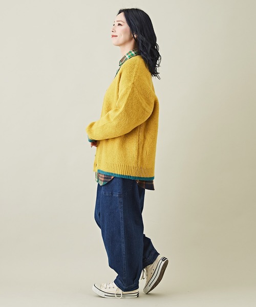 CUBE SUGAR（キューブシュガー）の「モヘアタッチジャガード無地Vネックカーディガン（カーディガン/ボレロ・レディース・マスタード/ネイビー/ホワイト/レッド/ブラック・M）」の16枚目の写真
