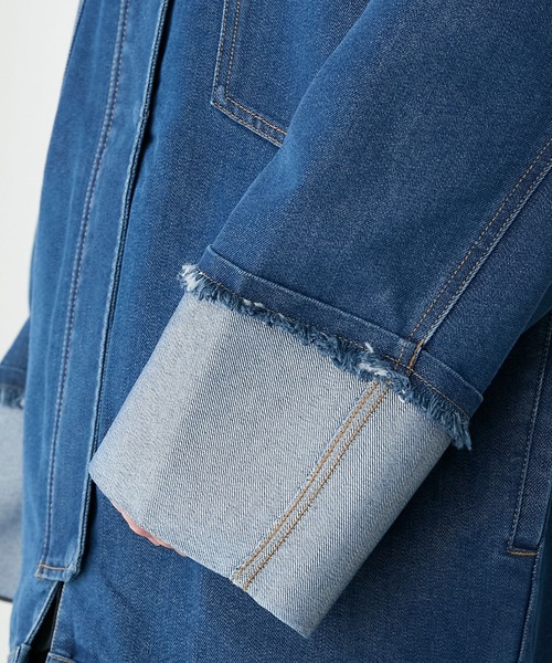 BONLECILL（ボンルシール）の「ターンバックステッチスリーブ ジップデニムジャケット（デニムジャケット・レディース・ブルー/ブラック/ブルー系1/ネイビー/グレー・FREE）」の22枚目の写真