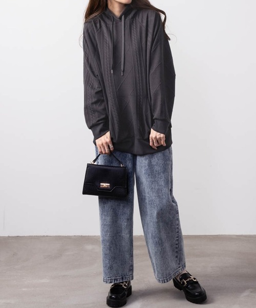 Mac-House(マックハウス)の「ふくれジャガードプルパーカー(パーカー・レディース・チャコールグレー/ライトベージュ/カーキ・L/M)」の10枚目の写真