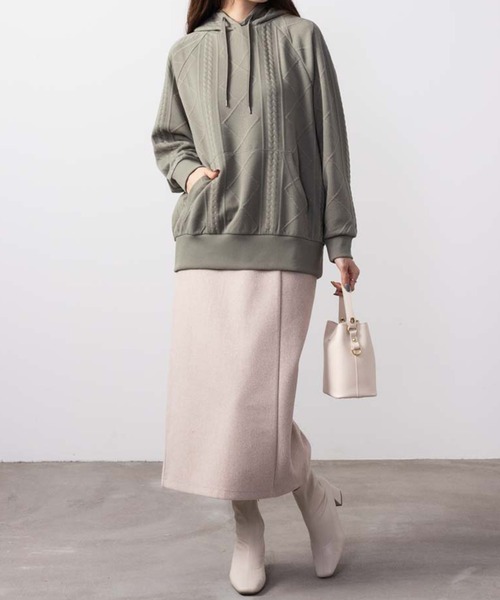 Mac-House(マックハウス)の「ふくれジャガードプルパーカー(パーカー・レディース・チャコールグレー/ライトベージュ/カーキ・L/M)」の11枚目の写真