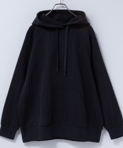 Mac-House(マックハウス)の「ふくれジャガードプルパーカー(パーカー・レディース・チャコールグレー/ライトベージュ/カーキ・L/M)」の5枚目の写真