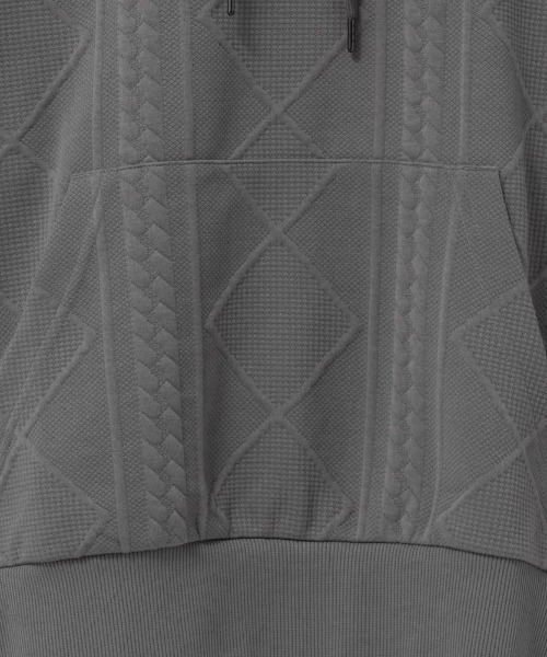 Mac-House(マックハウス)の「ふくれジャガードプルパーカー(パーカー・レディース・チャコールグレー/ライトベージュ/カーキ・L/M)」の9枚目の写真