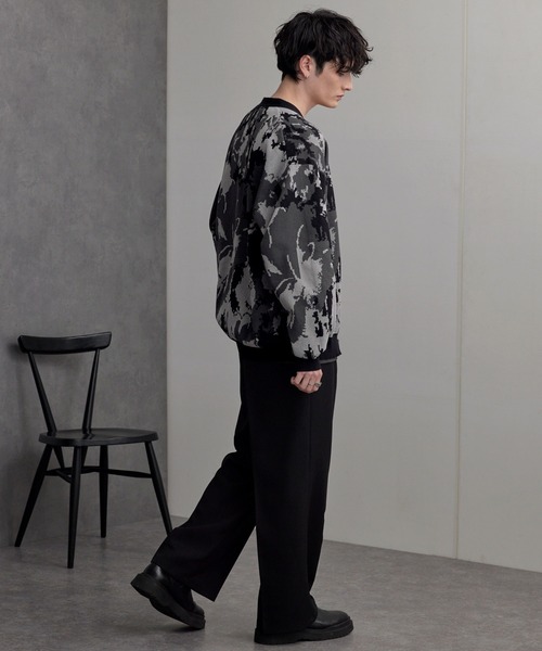 アブストラクトボタニカル ジャガードニットL/Sカーディガン MONO-MART
