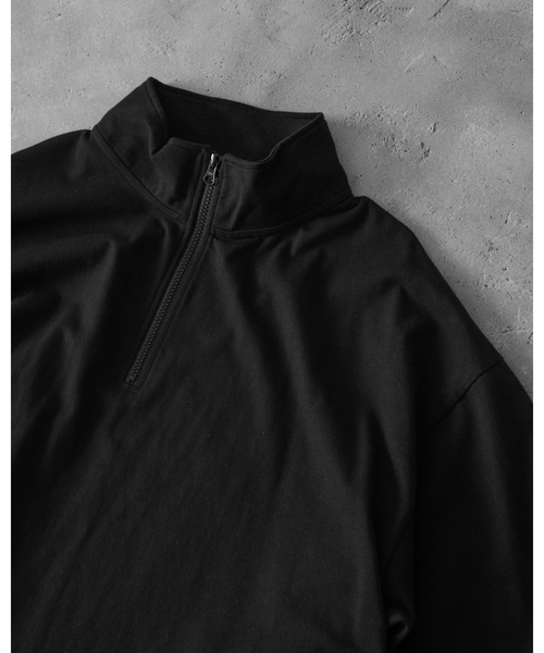 RUUBON（ルーボン）の「【RUUBON】half zip cotton Tee / ハーフジップ コットンT（Tシャツ/カットソー・メンズ・ライトグレー/ブラック・S/M/L）」の6枚目の写真
