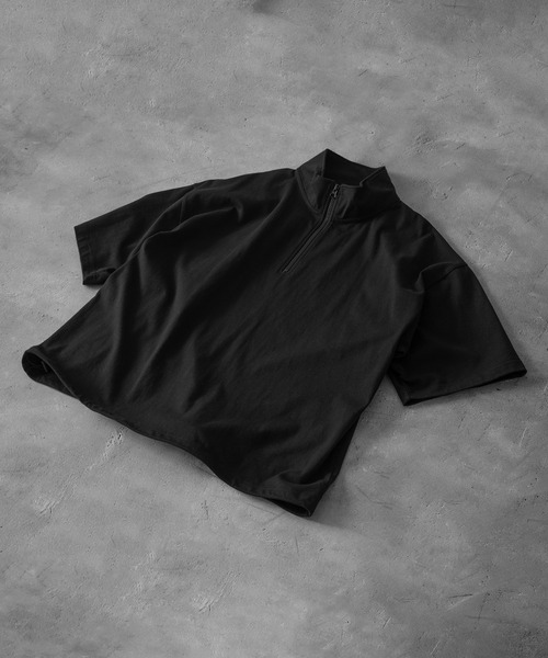 RUUBON（ルーボン）の「【RUUBON】half zip cotton Tee / ハーフジップ コットンT（Tシャツ/カットソー・メンズ・ライトグレー/ブラック・S/M/L）」の5枚目の写真