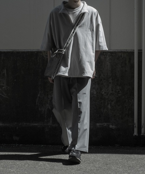 RUUBON】half zip cotton Tee / ハーフジップ コットンT（T