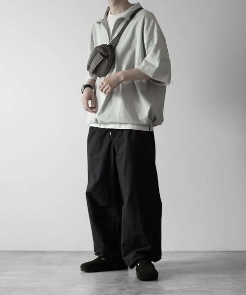 RUUBON】half zip cotton Tee / ハーフジップ コットンT（T