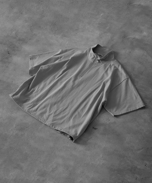 RUUBON（ルーボン）の「【RUUBON】half zip cotton Tee / ハーフジップ コットンT（Tシャツ/カットソー・メンズ・ライトグレー/ブラック・S/M/L）」の11枚目の写真