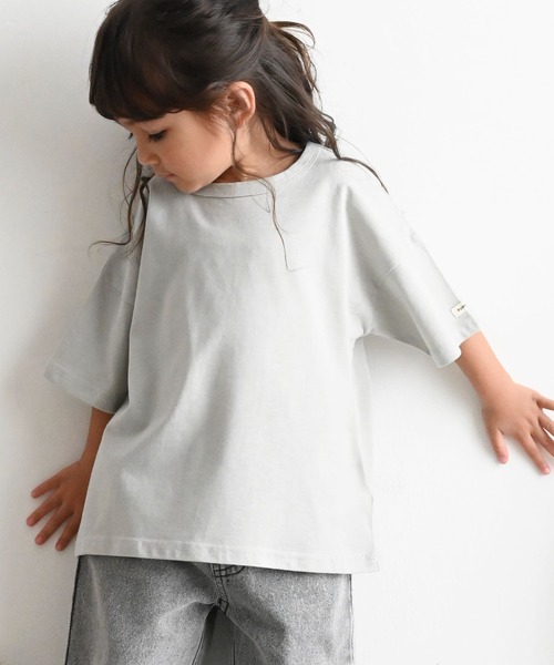 PUPPAPUPO（プッパプーポ）の「オーバーサイズ 半袖 Tシャツ（Tシャツ/カットソー・キッズ・ベージュ/ミント/ブラウン/グレー/チャコールグレー/アイボリー/グレイッシュベージュ/ベビーピンク/イエロー/ホワイト/オートミール/チャコール・80/90/100/110/120/130）」の10枚目の写真
