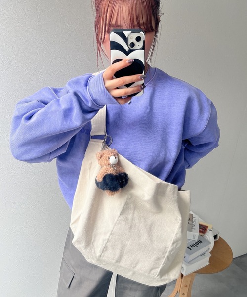 LAC-VERT(ラック・ヴェール)の「【ユニセックス】キャンバスショルダーバッグ(ショルダーバッグ・レディース・ホワイト/ブラック・FREE)」の1枚目の写真