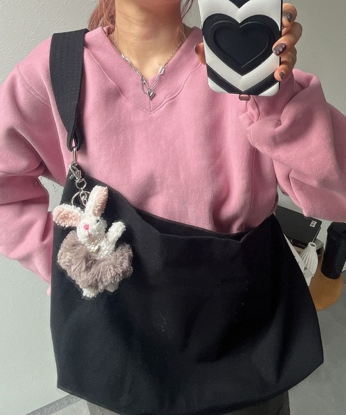 LAC-VERT(ラック・ヴェール)の「【ユニセックス】キャンバスショルダーバッグ(ショルダーバッグ・レディース・ホワイト/ブラック・FREE)」の20枚目の写真