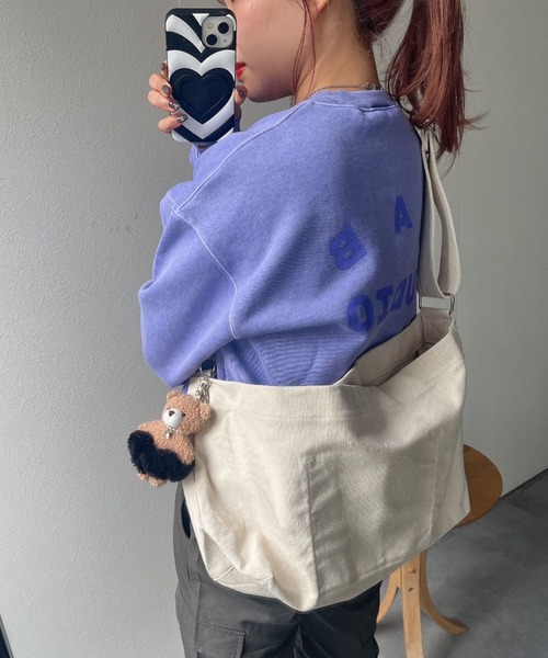 LAC-VERT(ラック・ヴェール)の「【ユニセックス】キャンバスショルダーバッグ(ショルダーバッグ・レディース・ホワイト/ブラック・FREE)」の12枚目の写真