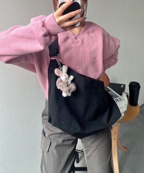 LAC-VERT(ラック・ヴェール)の「【ユニセックス】キャンバスショルダーバッグ(ショルダーバッグ・レディース・ホワイト/ブラック・FREE)」の14枚目の写真