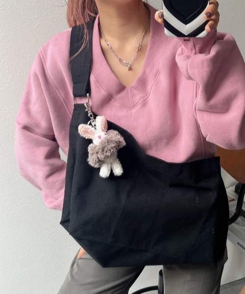 LAC-VERT(ラック・ヴェール)の「【ユニセックス】キャンバスショルダーバッグ(ショルダーバッグ・レディース・ホワイト/ブラック・FREE)」の15枚目の写真