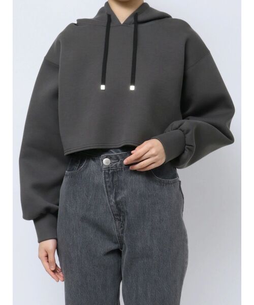 LAGUNAMOON（ラグナムーン）の「ショートフーディー（パーカー・レディース・アイボリー/チャコールグレー/ベージュ・FREE）」の21枚目の写真