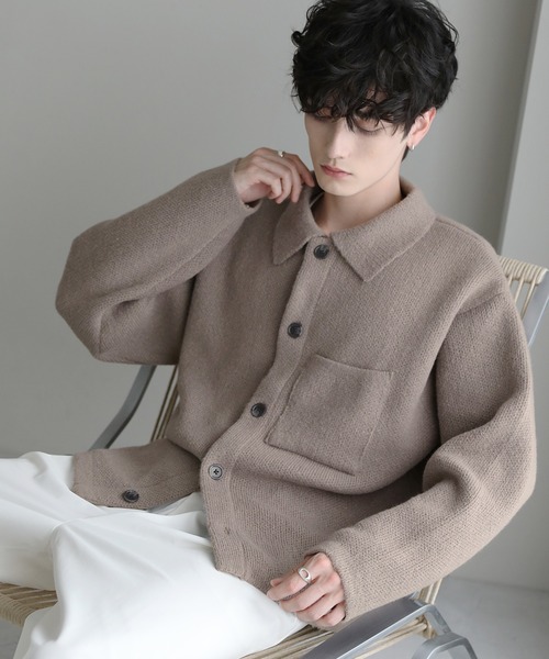 ASTRONOMY（アストロノミー）の「ウォッシャブルニットシャツカーディガン（カーディガン/ボレロ・メンズ・オフホワイト/ブラック/チャコール/モカ/レッド・L/M/S）」の4枚目の写真