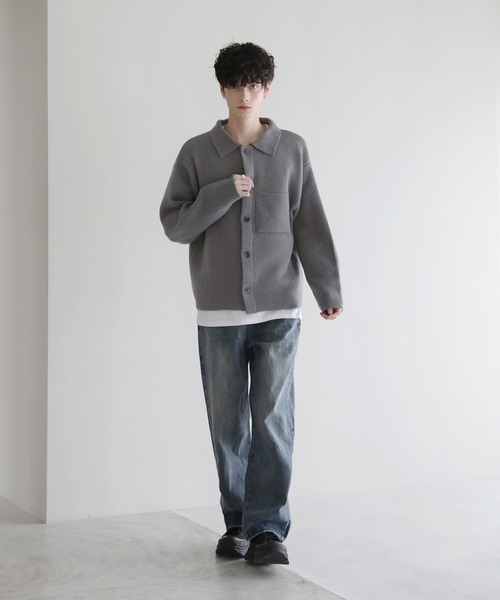 ASTRONOMY（アストロノミー）の「ウォッシャブルニットシャツカーディガン（カーディガン/ボレロ・メンズ・オフホワイト/ブラック/チャコール/モカ/レッド・L/M/S）」の10枚目の写真