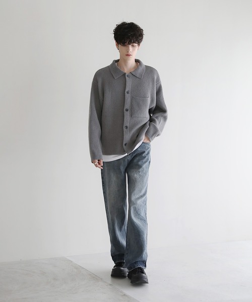 ASTRONOMY（アストロノミー）の「ウォッシャブルニットシャツカーディガン（カーディガン/ボレロ・メンズ・オフホワイト/ブラック/チャコール/モカ/レッド・L/M/S）」の12枚目の写真