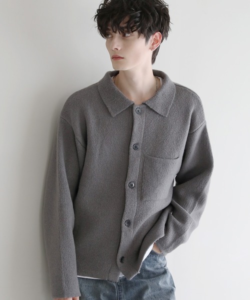 ASTRONOMY（アストロノミー）の「ウォッシャブルニットシャツカーディガン（カーディガン/ボレロ・メンズ・オフホワイト/ブラック/チャコール/モカ/レッド・L/M/S）」の7枚目の写真